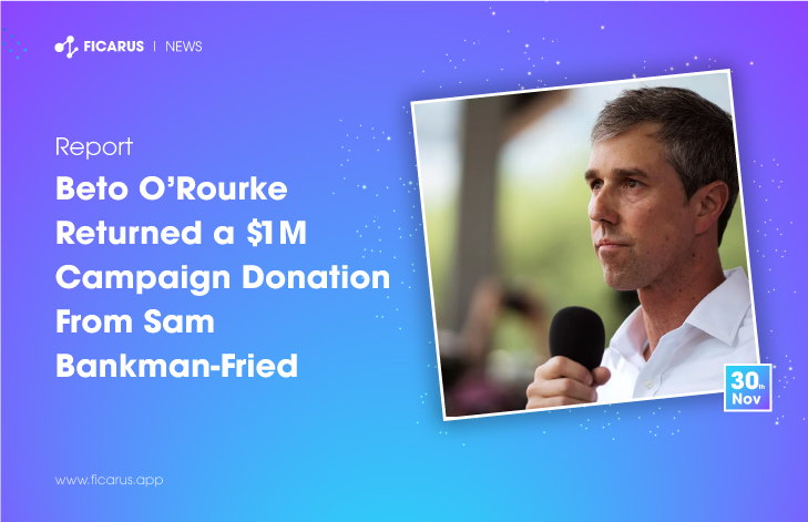 Ficarusapp's tweet photo. Beto O’Rourke Returned a $1M Campaign Donation From Sam Bankman-Fried: Report
The former Texas Democratic candidate for governor was uncomfortable accepting such a large unsolicited donation, according to the Texas Tribune. https://t.co/05Jp55smJM