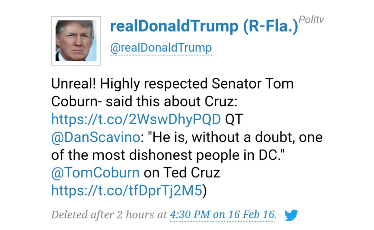 RT @Lynda0507: @tedcruz Where’s the proof, your words mean shit, even Senator Tom Coburn thinks you are dishonest https://t.co/GSOBZhFzbI