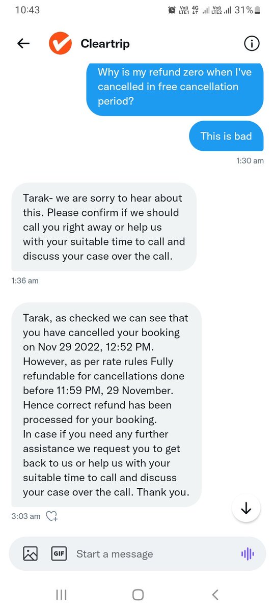 Tarakshah101's tweet photo. @Cleartrip can anyone please explain this math?
12:52 PM < 23:59 which is 11:59 PM https://t.co/BzF2Hsp1S5