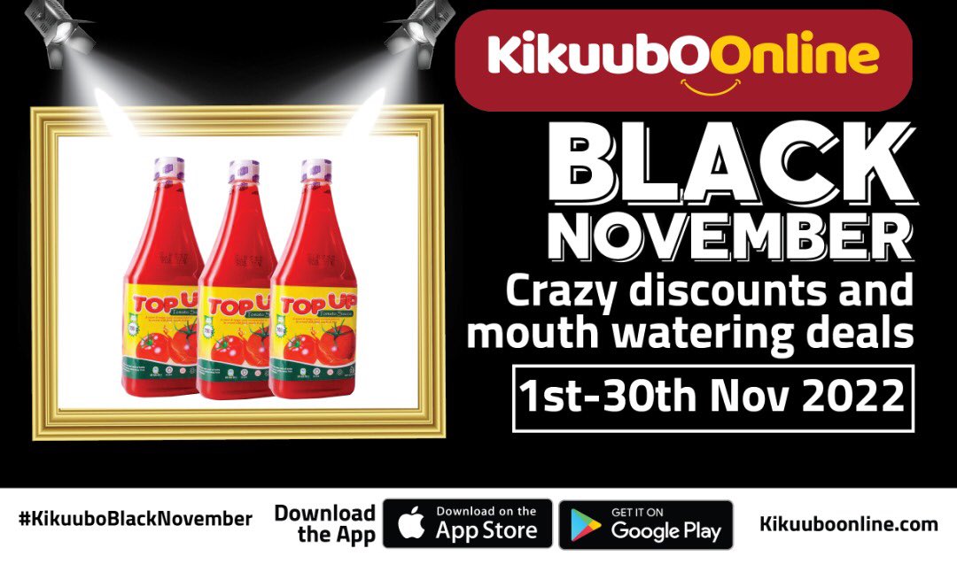 Bossipafrica's tweet photo. .@kikuubo is giving you a once in a lifetime chance to shop with them and save. Today is the last day of hefty discounts and crazy deals on fast moving consumer goods. Hurry and shop now while the offers still stand. #KikuuboBlackNovember #Tap2Shop https://t.co/U4cEBOfgav