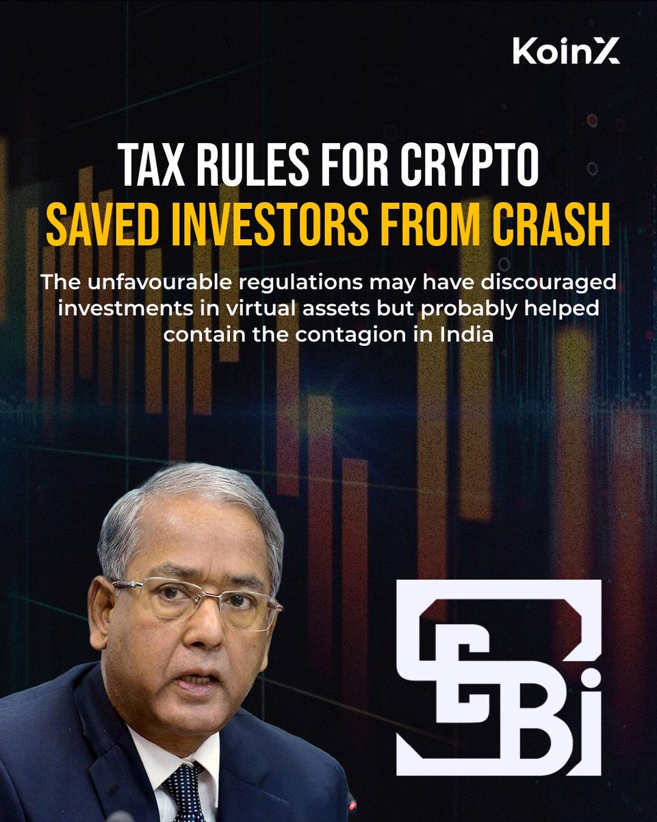 Just in🚨 Tax Rules for Crypto saved Indian 🇮🇳Investors from crash - U.K  Sinha (Former Chairman SEBI)
