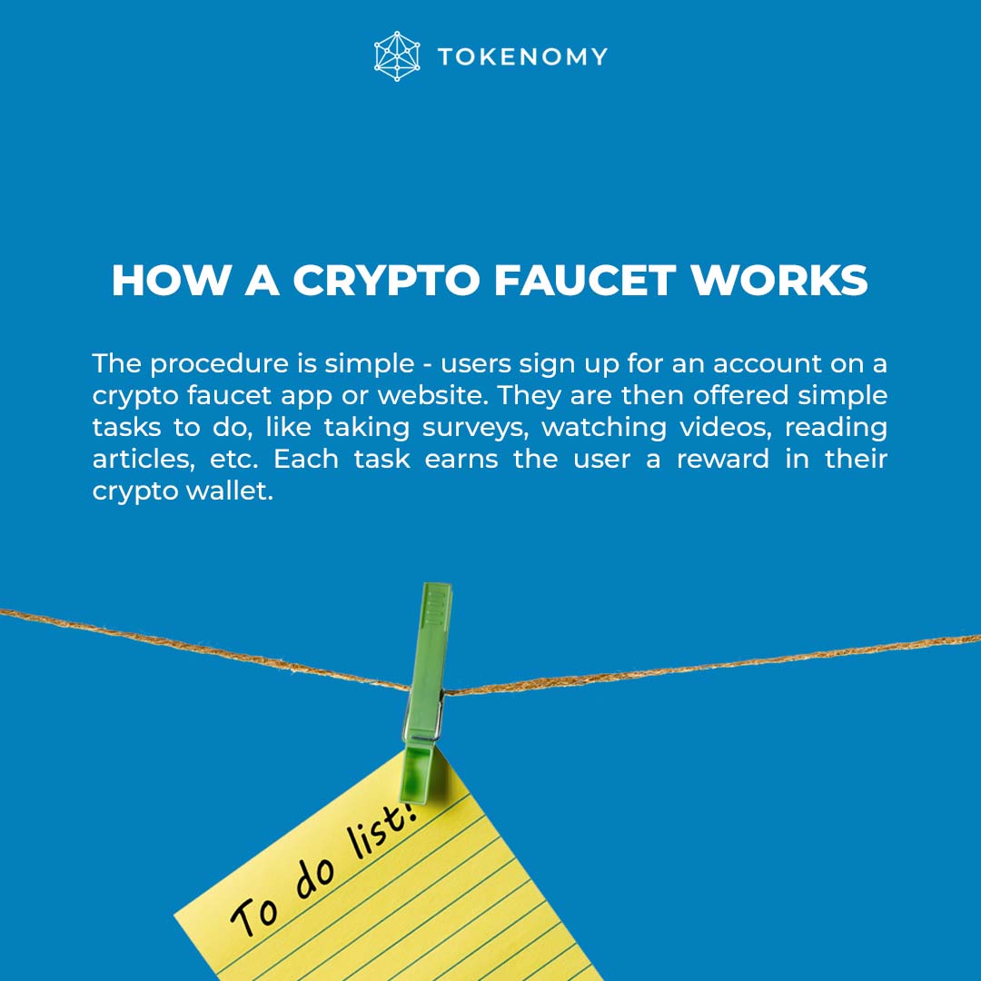 tokenomy's tweet photo. A #cryptofaucet distributes free #crypto to users as a #reward for task completion. Will you try to use one? #cryptoasset #cryptoreward #bitcoinfaucets #ethereumfaucets #BTC #ETH https://t.co/5OiD7sVxFS