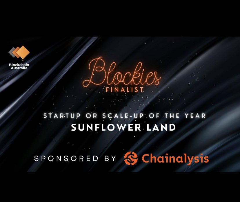 We are extremely excited to announce that we have been selected as a Finalist for “Start Up of the Year” as part of Blockchain Australia’s Awards.

We would like to thank our incredible community, without them we would not be here. 🌻🌻🌻

@BlockchainAUS <a href="/chainalysis/">Chainalysis</a> #Web3
