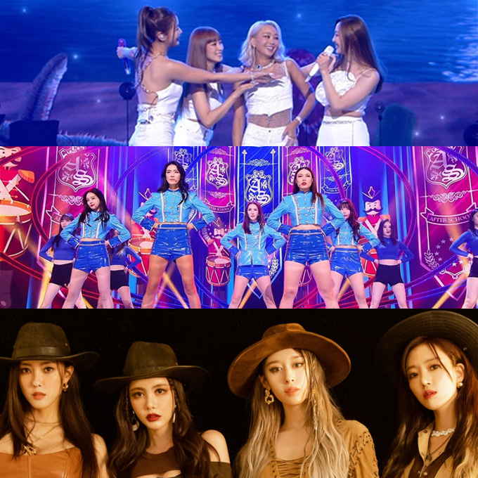 2NE1Achievement's tweet photo. Once we were rivals but today we celebrate our groups reunions with much love, congratulations to all fandoms for standing with the 2nd gen Queens, i hope we get many more reunions soon. #2NE1 #KARA #SNSD #SISTAR #TARA #AFTERSCHOOL https://t.co/1KJ2re0Ofg