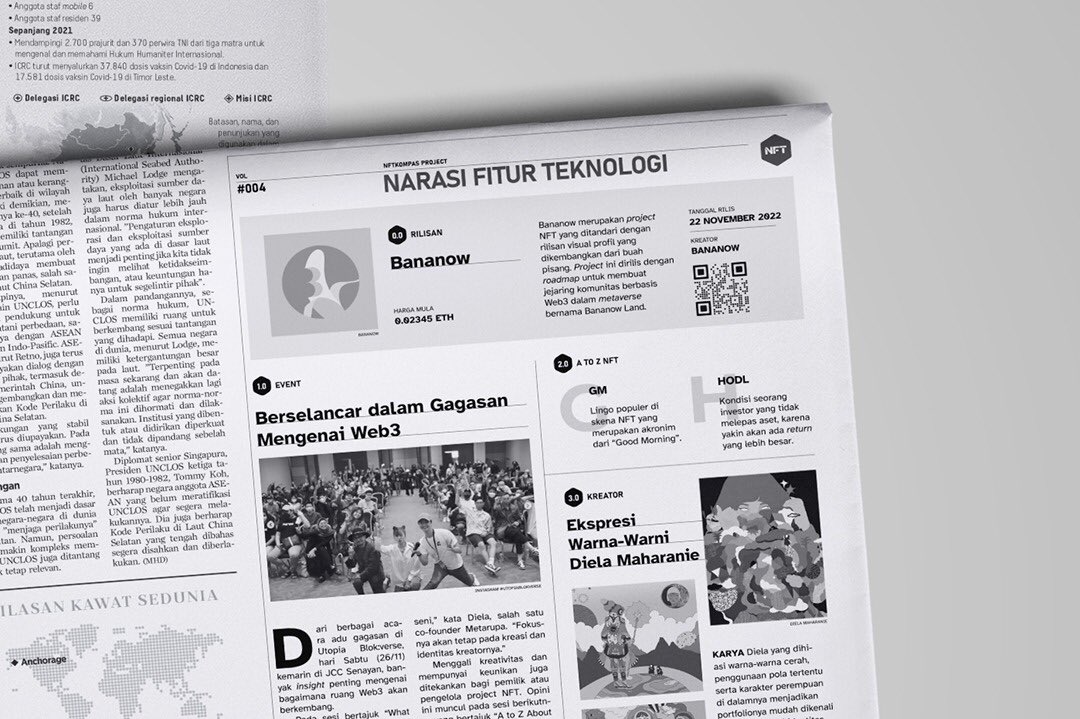 helmantaofani's tweet photo. Rubrik #NFT hari ini di @hariankompas - featuring @bananow_land - @UtopiaBlokverse recap - dan profil @dielamaharanie #Hal4 https://t.co/HGG703DVUC