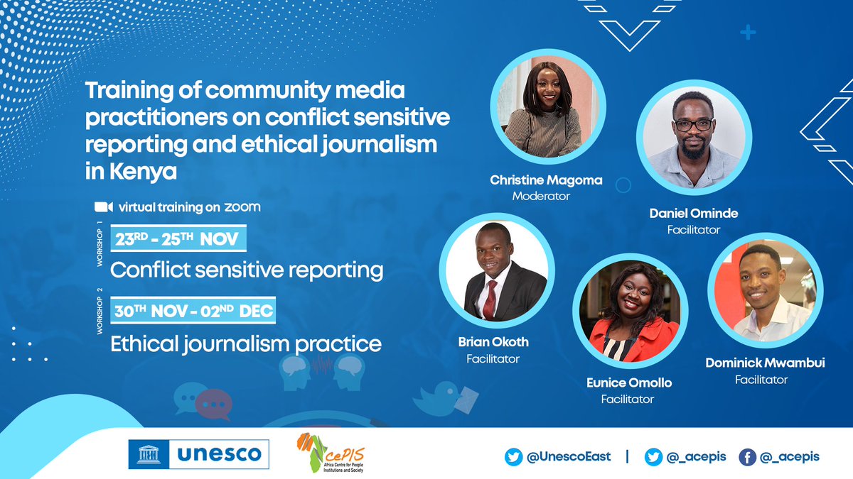 _acepis's tweet photo. Good morning,😃 #CommunityRadiosTrainingKE for the second cohort on #conflictsensitive reporting and #ethicaljournalism begins today. We are excited🥳💯 to engage all participants from today, November 30th, to December 2nd.

What are you looking forward to as a participant? https://t.co/Q4gulwPuwz