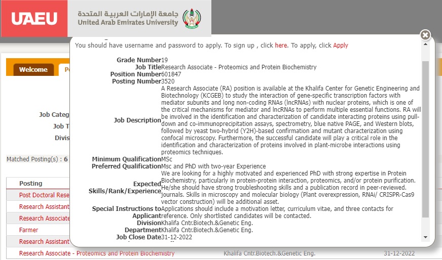 My research group is seeking for a full-time RA position to decipher the role of MED complex and lncRNA interaction. Follow university job webpage (jobs.uaeu.ac.ae/search.jsp?act…) under the position: Research Associate-Proteomics &amp; Protein Biochemistry. CC to ajaymishra24@uaeu.ac.ae