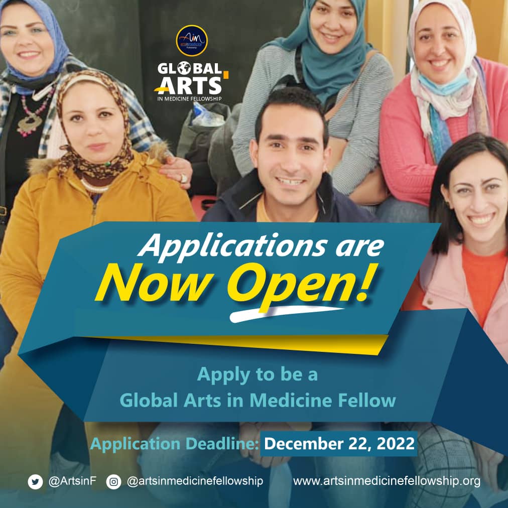 Applications are now open! 
You can now apply for the Global Arts in Medicine Fellowship Cohort 4!
Kindly click the link below to apply 

artsinmedicinefellowship.org/apply-now

Application deadline: December 22, 2022

#GAIMF2023