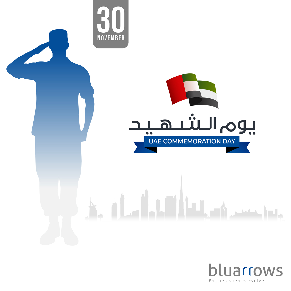 bluarrowsme's tweet photo. Salute the Heroes. 
#UAECommemoration Day
#bluarrows https://t.co/lj7IS3mQb9