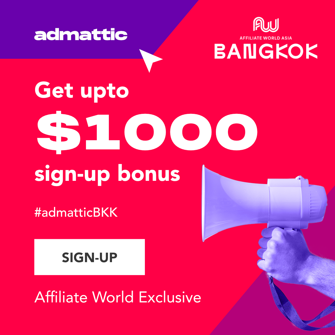 admattic's tweet image. We love to meet you at #affiliateworld Bangkok!

[ Bangkok E X C L U S I V E ]
Sign-up bonus 👇
#admatticBKK #affiliateworldasia #affiliateworld #affiliatemarketing #adtechnology #martech #advertising #teamadmattic