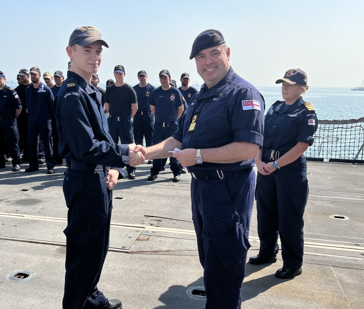 HMSMontrose's tweet photo. ET WE Duckworth received his 1st Good Conduct Badge π having completed 4 years Service of good report. He was also recently selected for promotion to Leading Hand βοΈ, so it's a double BZ for him (2/3)
#aWEsome #RNEngineering https://t.co/ZE0sK8ublq