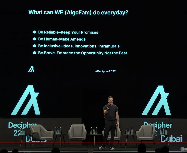 algotabasco's tweet photo. #Decipher2022 
Thank you @wsford for the therapy session!! The talk felt very personal and it was like he was talking to me

Sorry for the recent tantrum about the governance @nonfungibleab @StaciW_DC 

#algofam lets stop being cowards and embrace the brave. #KeepCalmAndAlgoOn https://t.co/zcOWPvn86h
