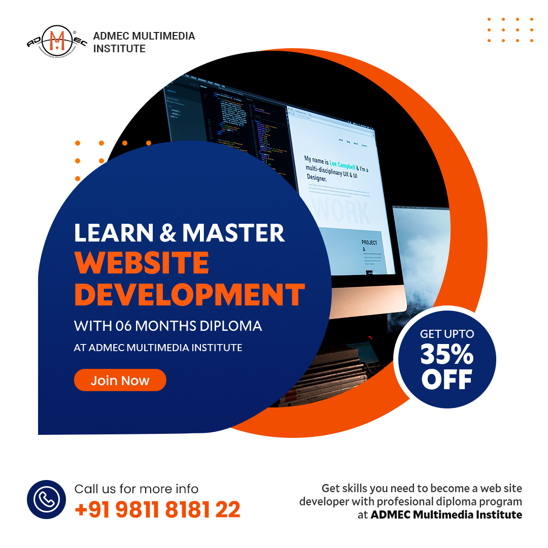 admecinstitute's tweet image. Entail a unique set of skills with #webdevelopmentcourseinDelhi at ADMEC.
Our #webdevelopmentinstituteinRohini offers a host of practical sessions by industry experts to bring you on your mark in #webdevelopment.
Check our 6 months diploma: bit.ly/3EQec86
#webdeveloper