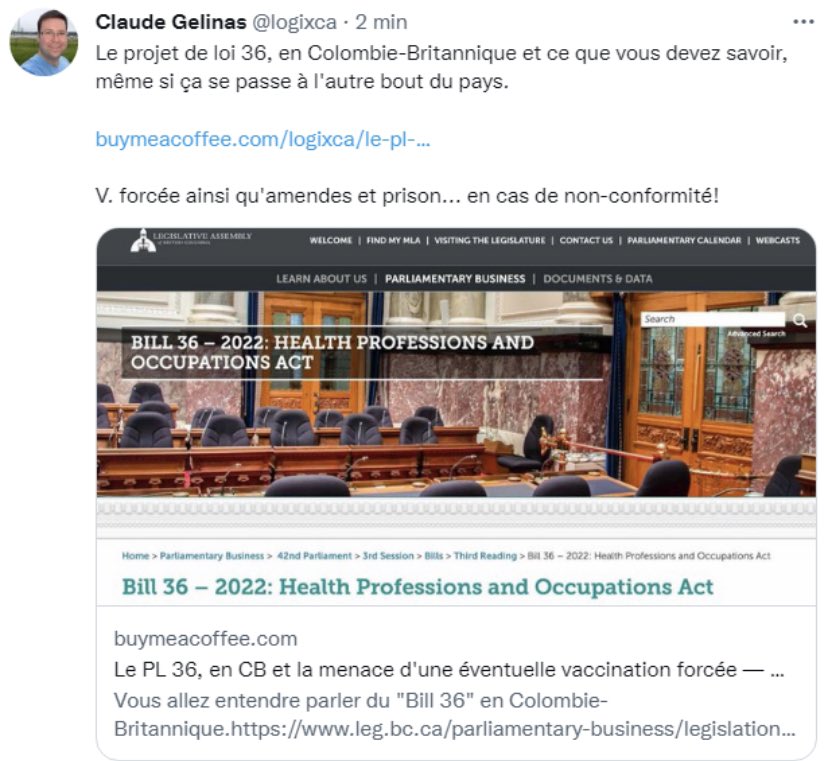 donna_197's tweet image. 🇨🇦Colombie Britannique 😰 si la loi 36 passe ils sont foutu et nous allons suivre..🥹 Ils veulent carrément obliger la vaccination de force 🤨ainsi qu'amendes et prison... 🚔 en cas de non-conformité! Les voyez-vous venir les tbnk 🤬