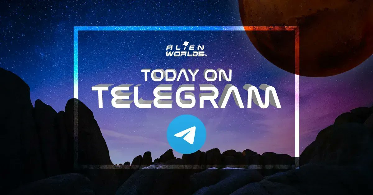 Good Day, Explorers!👽 

📝Later today, join Mr.T on Telegram at 12pm UTC. 
And get chance to win exciting #AlienWorldsNFT just by answering simple questions🎁

🔗 Telegram: buff.ly/3i5q2DI 

🚀🚀Good Luck.!

#AlienWorlds #AWMetaverse #web3 #P2E #BlockchainGaming #AWDAO