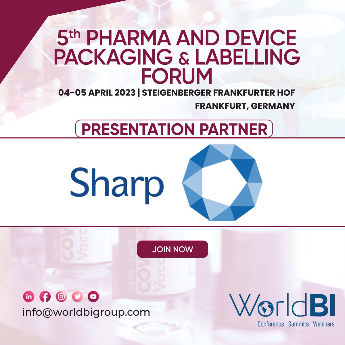 World BI (@worldbi_uk) on Twitter photo World BI is Pleased to Welcome Presentation Partner <a href="/Sharp_Services/">Sharp Services</a> at the #5thpharmaanddevicepackagingandlabellingforum
Register Now: bit.ly/3TETTjt
#oilfillingmachine #lubricantoil #bottlefilling #fda #healthcare #medical #chemical #ppl #worldbiconferences2023 World BI is Pleased to Welcome Presentation Partner <a href="/Sharp_Services/">Sharp Services</a> at the #5thpharmaanddevicepackagingandlabellingforum
Register Now: bit.ly/3TETTjt
#oilfillingmachine #lubricantoil #bottlefilling #fda #healthcare #medical #chemical #ppl #worldbiconferences2023