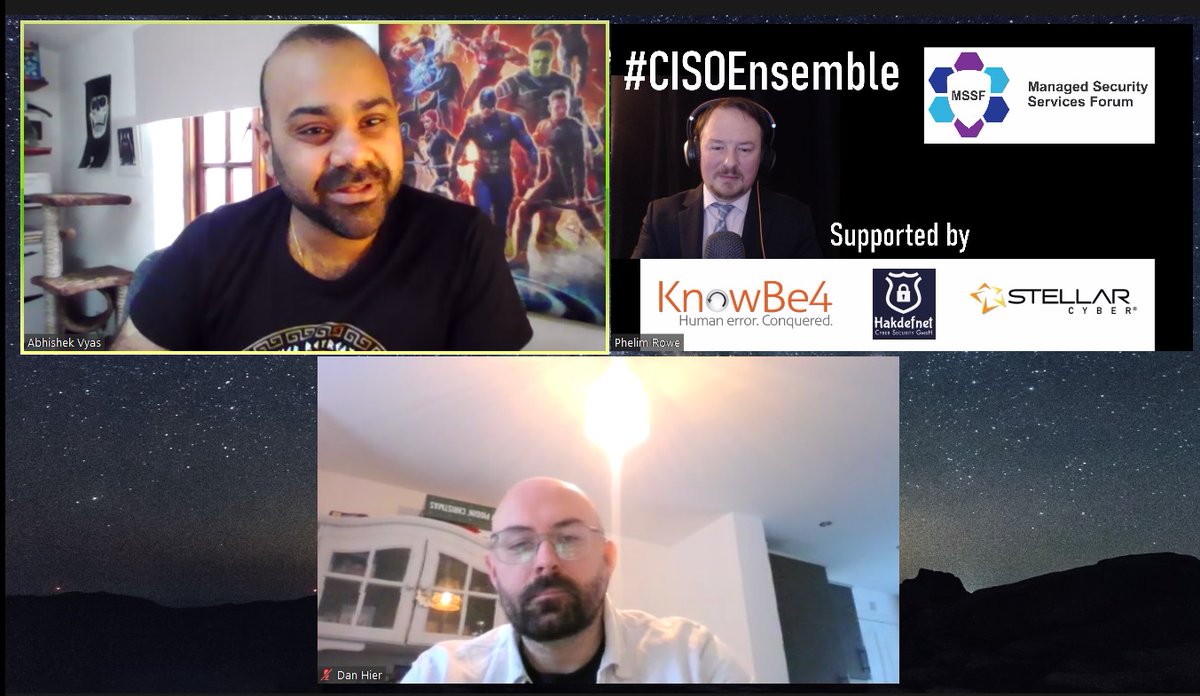 CtgIntelligence's tweet photo. And we're off! Great start to the mammoth 14 hour #CISOEnsemble today! Thank you to @KnowBe4 @hakdefnet @stellarcyberai for supporting the event! https://t.co/OstbepqCna