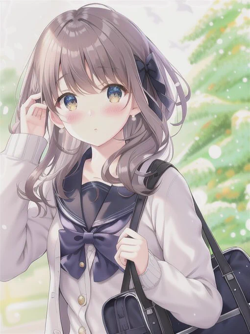 AIのやつやった。正直めっちゃかわいい。カーディガンonカーディガンという謎服装に怪しい指だけどそれ差し引いてもAIの圧勝である 