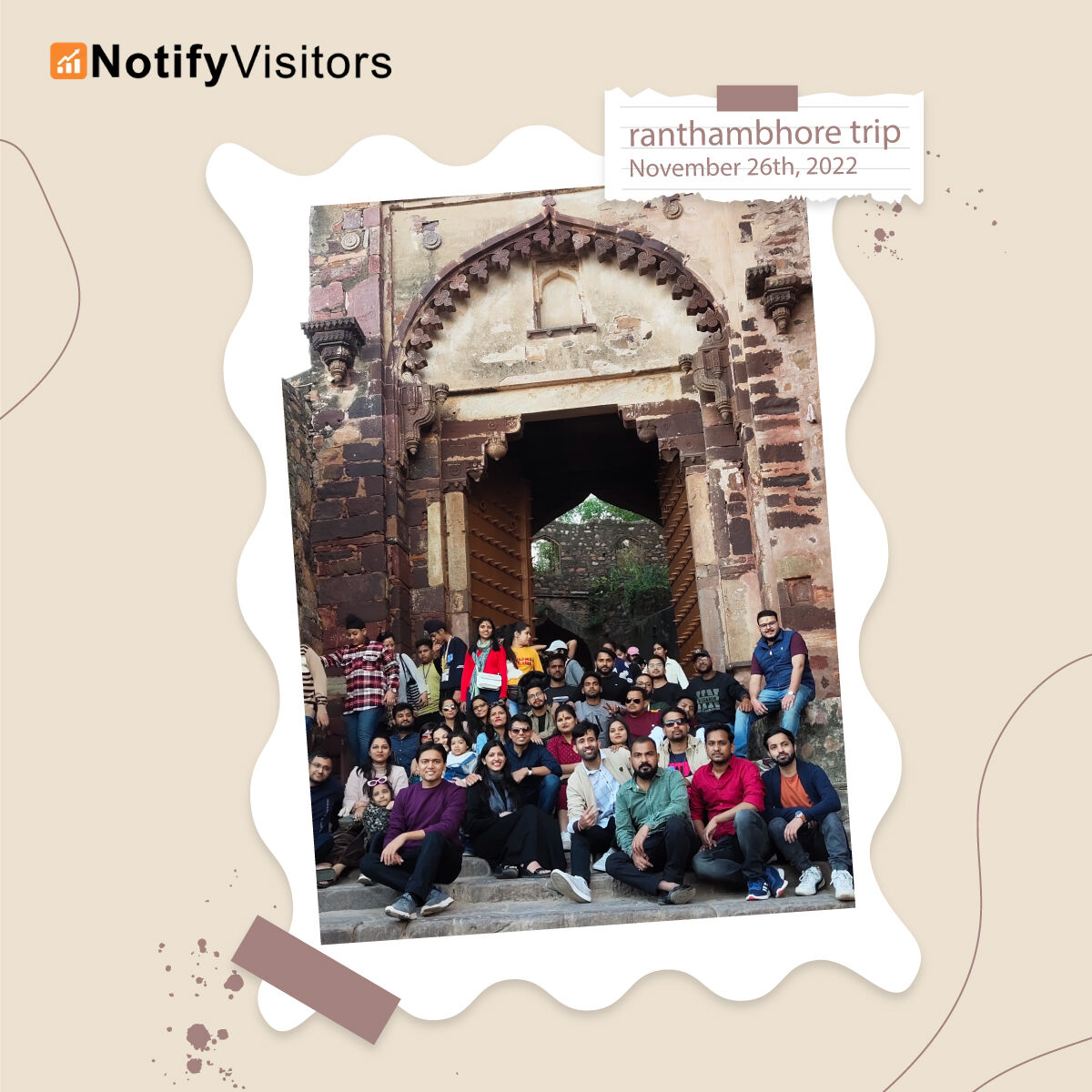 nvectahq's tweet photo. "When the greatest asset of a company is its people"
Cheers to the time spent with the entire NotifyVistors Family ✨
#ranthambore #ranthamborenationalpark #notifyvisitors #invitereferrals #officeunplugged https://t.co/Nc2ycu7ZK7