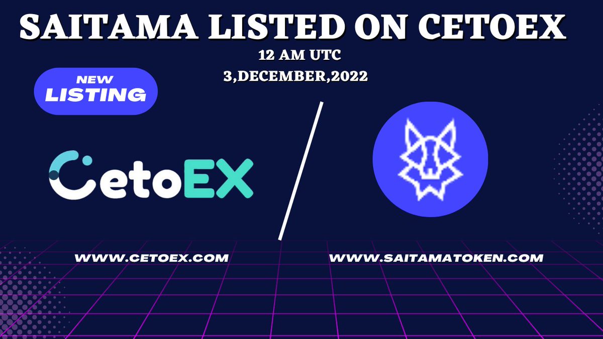 Cetoex's tweet photo. 🔥Thrilled to announce @WeAreSaitama listing on @Cetoex

#Saitama Token going to 🚀🚀💎

Website :- https://t.co/MHkNegGXQj

Download Now :- https://t.co/9oUtffx2uU

👉Get ready to trade on world leading #crypto trading platform
#saitama #cetoex #saitamaArmy  #saitamanewlisting https://t.co/BiJ9Nm35cy