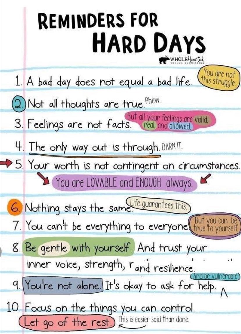 In remembering that we can be our worst critic in times of difficulty. It’s important to focus on the bright side of life as best as we can