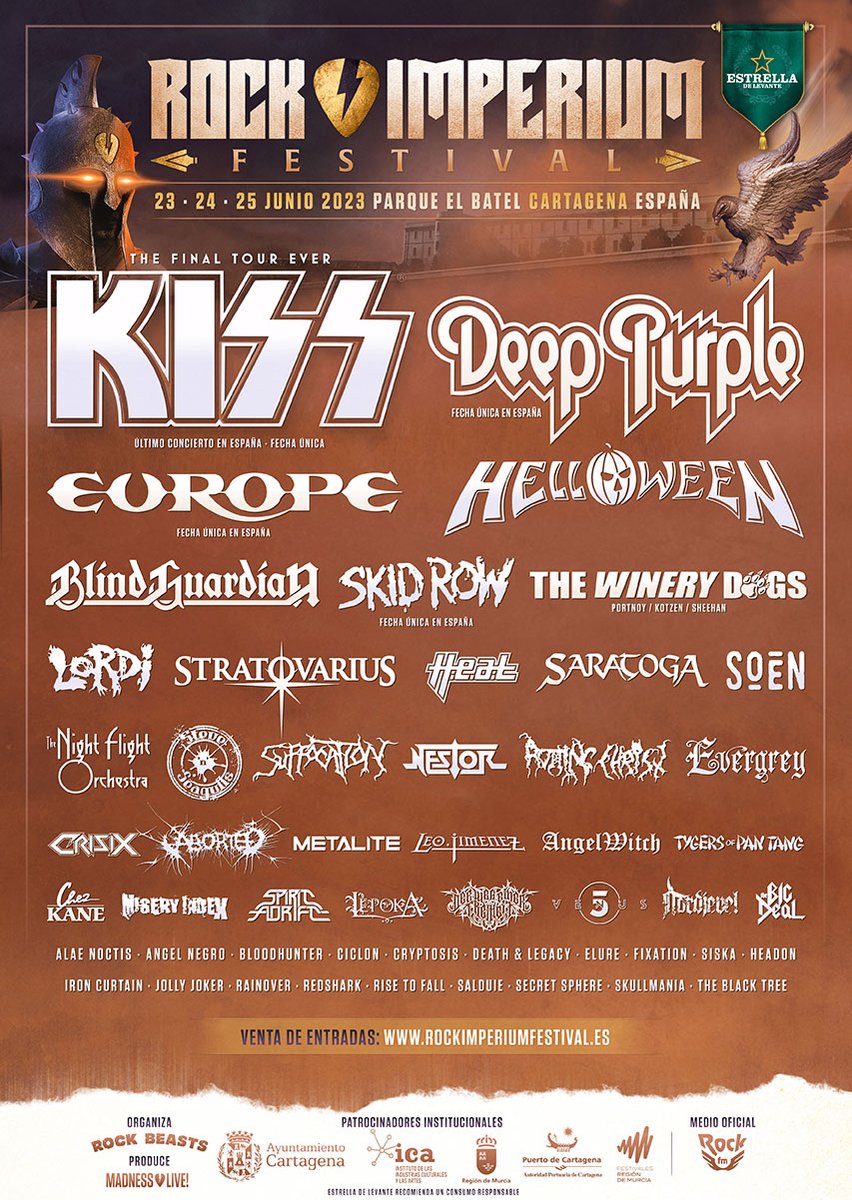 RockImperiumFes's tweet image. ⚡️LA DESPEDIDA DE KISS CON FECHA ÚNICA EN ESPAÑA CIERRA EL CARTEL DE ROCK IMPERIUM FESTIVAL 2023 INCORPORANDO 37 NUEVAS BANDAS  ⚡️ 

👉 Entra en rockimperiumfestival.es