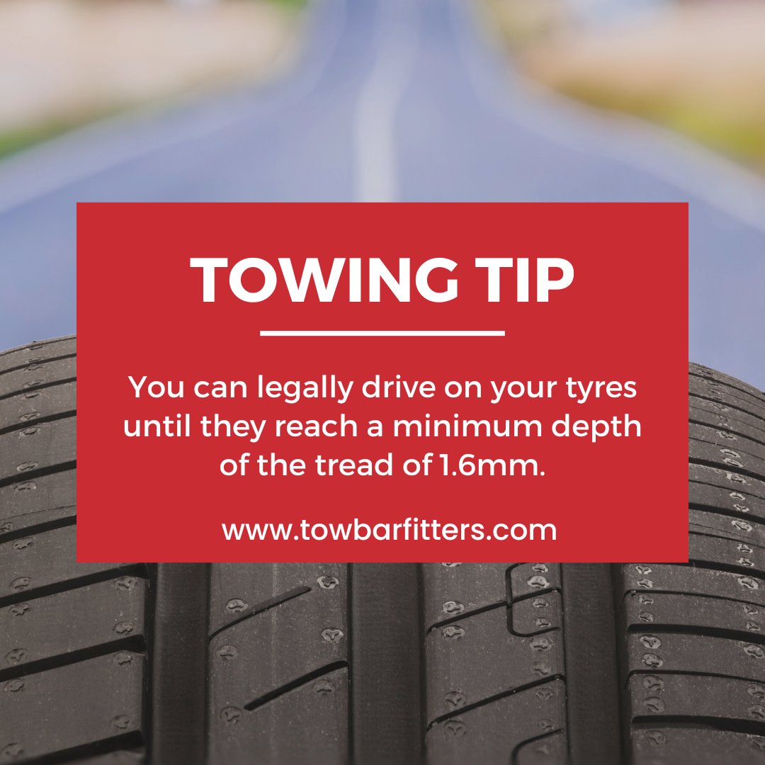 Tyres should always be replaced once they go under 1.6mm tread! 
.
.
#towbar #towbars #towing #trailer #caravan #towinglife #camping #trailers #mitsubishi #jeep #tiguan #towcar #boattrailer #horsebox #bikecarrier #jetski #jetskitowing #boats #camping