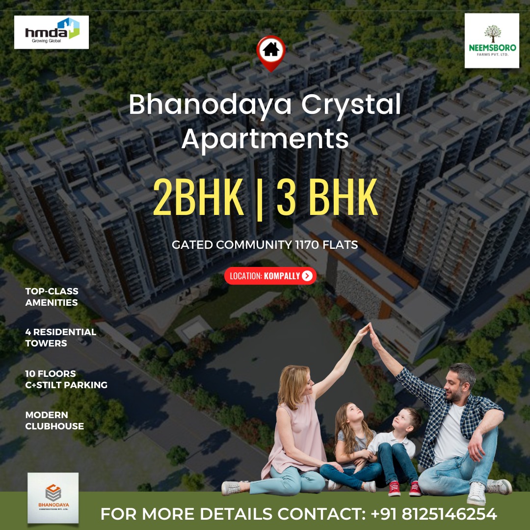 New project of Bhanodaya constructions gated community of 1170 Flats in Kompally with 2BHK & 3BHK luxury apartments for sale.High raised apartments, opp to MNR college.
#mega #megaproperties #investments #investmentonplots #investmentproperty #investmentproperties #investmentopp