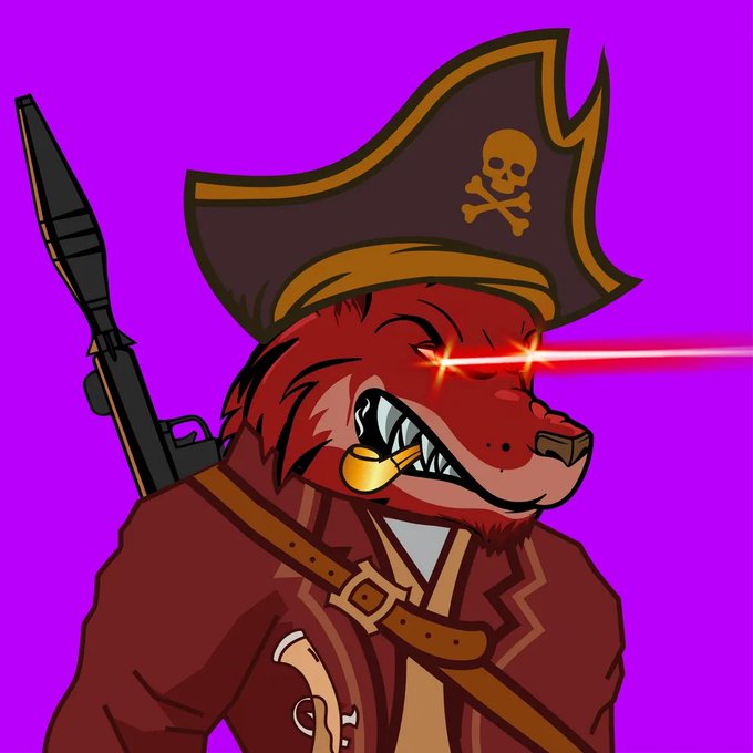 cryptobeses's tweet photo. Get  angry Pirate wolf with red laser eyes and golden pipe on #opensea platform. 

https://t.co/9zgfYNYoBg

#NFT #nftart #NFTProjects #OpenSeaCollection #OpenSeaMarket #NFTProjects https://t.co/stodJIJDhs
