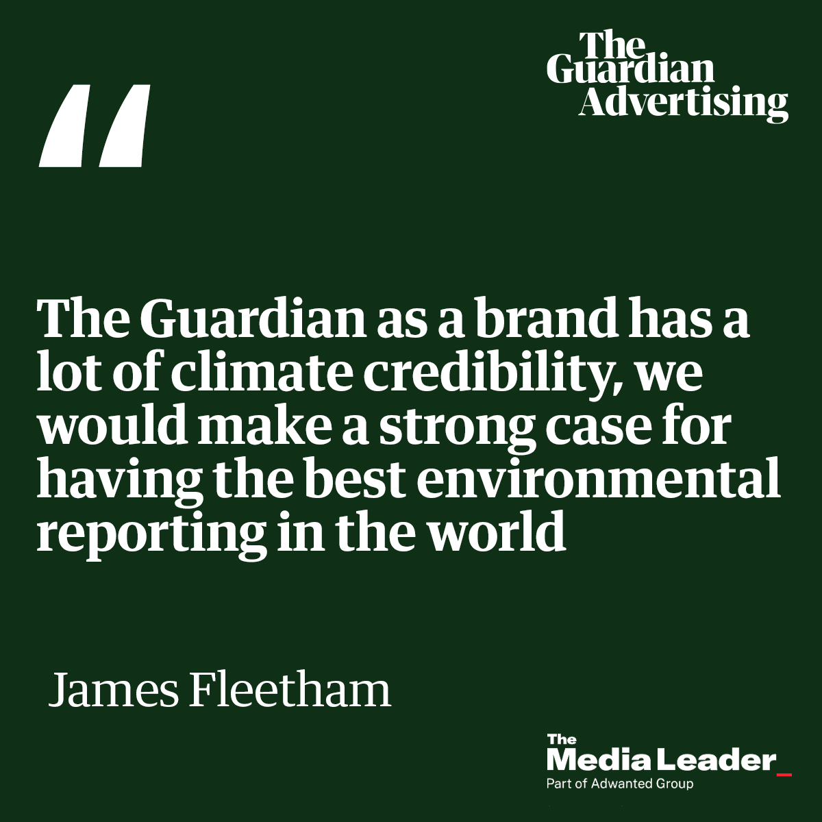 The Guardian's Head of Client Sales, James Fleetham, sat down with Omar Oakes to discuss climate credibility and greenwashing.

#sustainability #advertising