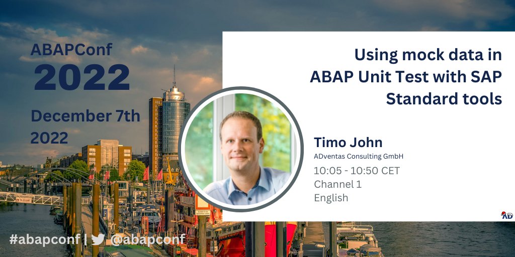 Looking forward to be part of #ABAPconf soon! 
Free your schedule on the 7.12 it will be great day! 

Lot's of interesting talks on #ABAPgeek stuff you can use for improvements in your system / #devlife. #NoOnlyLatestShit 

#ADventas
@peter_langner