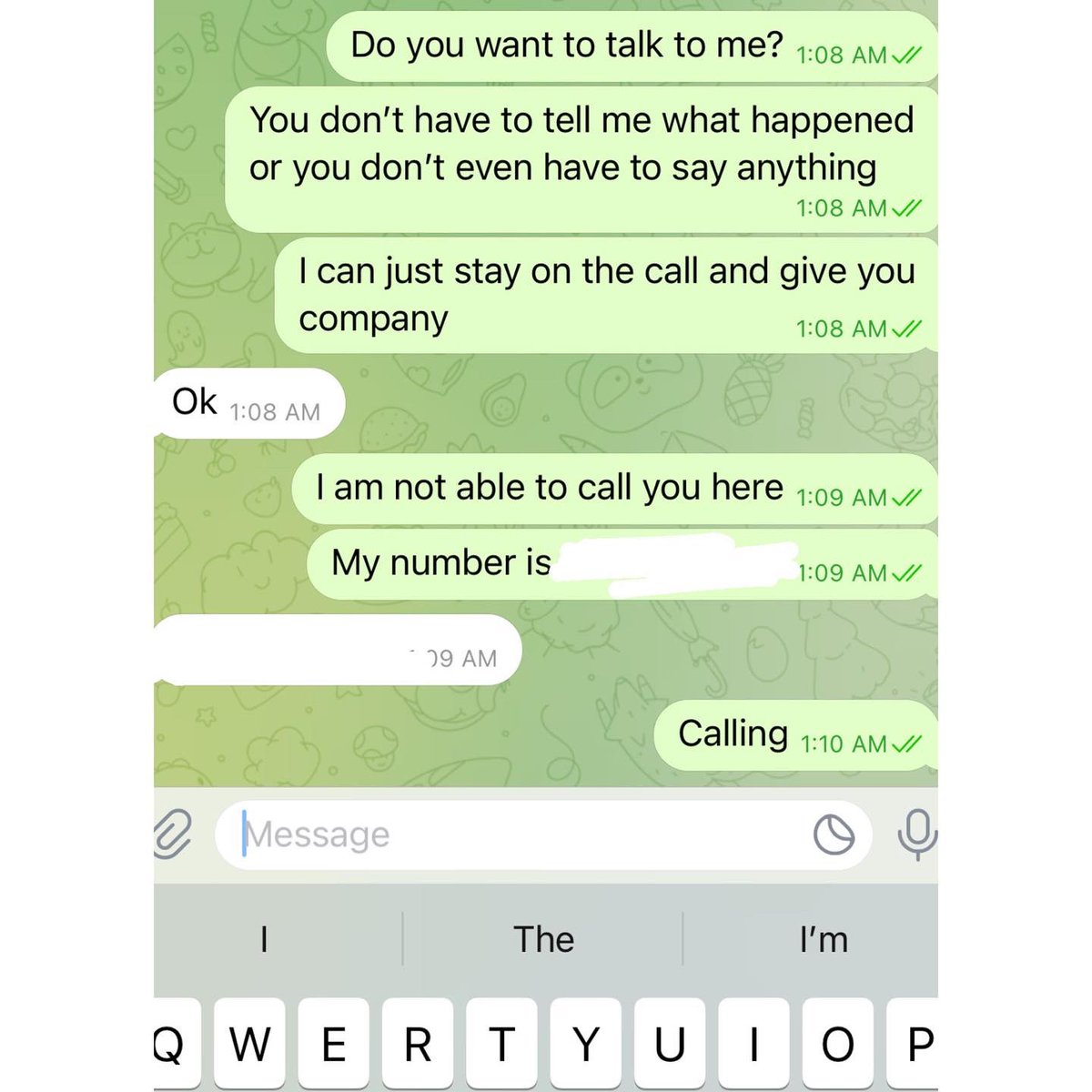 crayonsdabba's tweet photo. TW: Suicide ideation
Story of how the #projectkintsugi community came together to help someone who was feeling suicidal
Sep 2021- Someone from the Kintsugi community messaged on the Telegram group for help around 12:55 AM since she was feeling suicidal. https://t.co/Jgbv0pAYDn