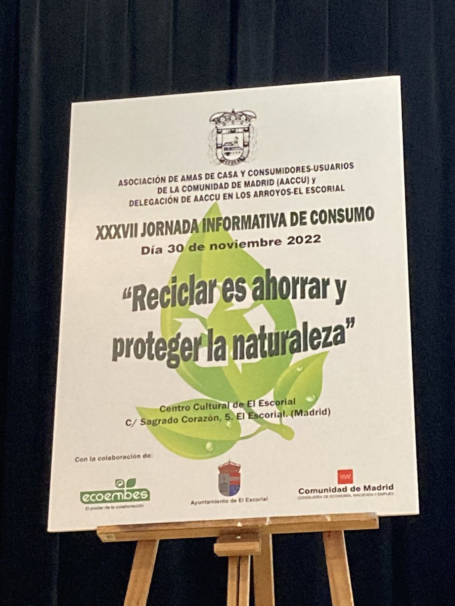 _nataliapais's tweet photo. Colaboración Asociación de Amas de Casa y Consumidores-Usuarios de Madrid (AACCU) y @ecoembes en la XXXVII Jornada informativa de consumo: “Reciclar es ahorrar y proteger la naturaleza”
En @aytoescorial https://t.co/mYpaeCIPdy