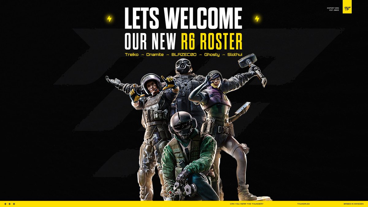 Last-minute announcements are the best announcements! See you guys in the Nordic Championship hosted by the awesome people at  <a href="/UbiNordicEsport/">Ubisoft Nordic esports</a>!

The ⚡️squad:
<a href="/TreikoR6/">Tim🇸🇪</a> 
<a href="/GhostyR6S/">Ghosty</a> 
<a href="/BLAZEC0D/">BLAZEC0D</a> 
<a href="/dynamiteR6S/">Dynamite 🏴󠁧󠁢󠁳󠁣󠁴󠁿</a> 
<a href="/SlothyR6/">Sloth</a>