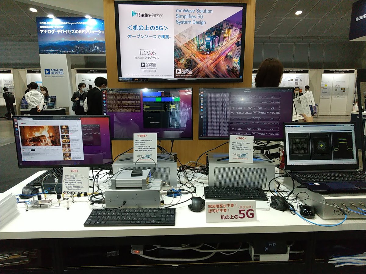 YoshiNogD's tweet image. マイクロウェーブ展2022(MWE2022)がはじまりました。
うれしいことにアナログ・デバイセズ様、東京都立産業技術研究センター様
ブースにて弊社L5Gシステムを展示させてさせて頂いております。
みなさま、ごご来場をおまちしております。
#OpenAirInterface #5G #5GCore #L5G
#MATLAB