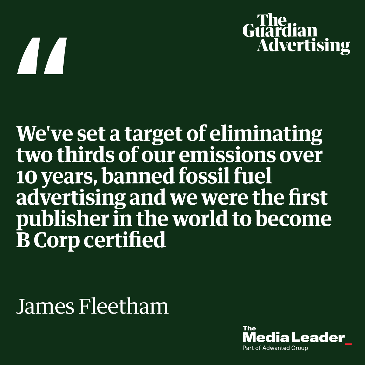 James Fleetham has been discussing the challenges for the advertising industry over the next year, and what The Guardian have been doing to face these challenges at the Future of Sustainability seminar this morning.

#advertising #sustainability