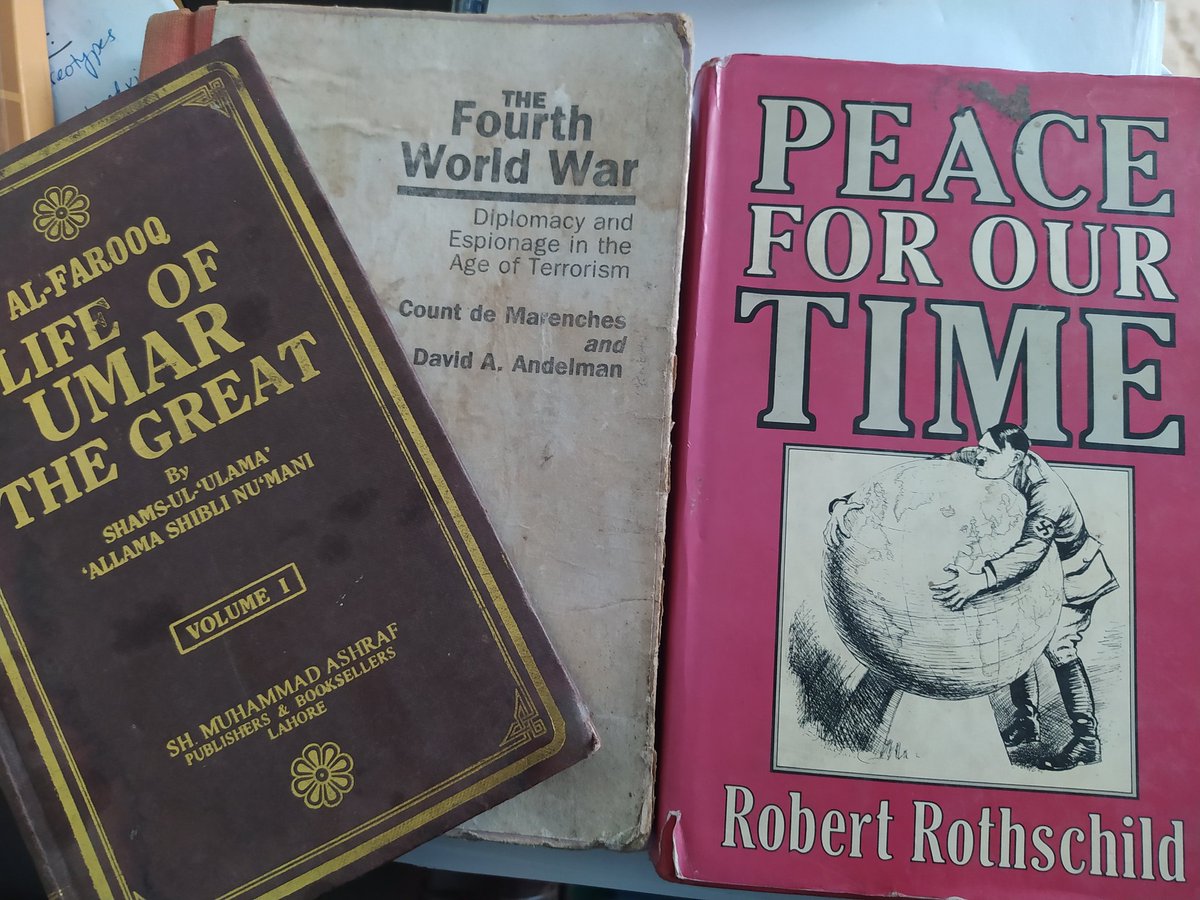 Recent picks

1/ Life of Umar The Great (vol. 1)
By Shibli Nu'mani.

2/ The Fourth World War
By Count de Marenches & David A. Andelman.

3/ Peace For Our Time
By Robert Rothschild.