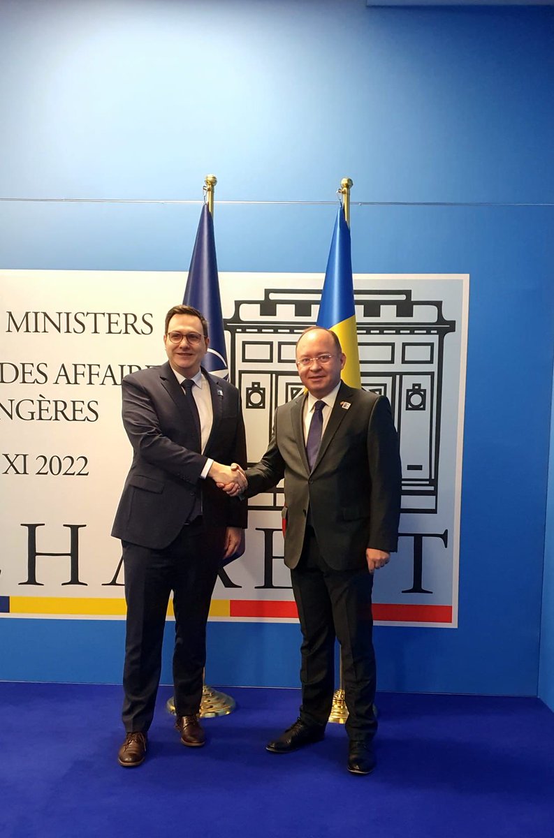 BogdanAurescu's tweet photo. Glad to continue my active dialogue with my friend @JanLipavsky,in margins of #ForMin_Bucharest today. We discussed our excellent bilateral ties & #EU2022CZ priorities,with focus on 🇷🇴 #Schengen accession,which CZ fully supports.Also discussed #WesternBalkans& #EasternPartnership https://t.co/Oia3U4jEit