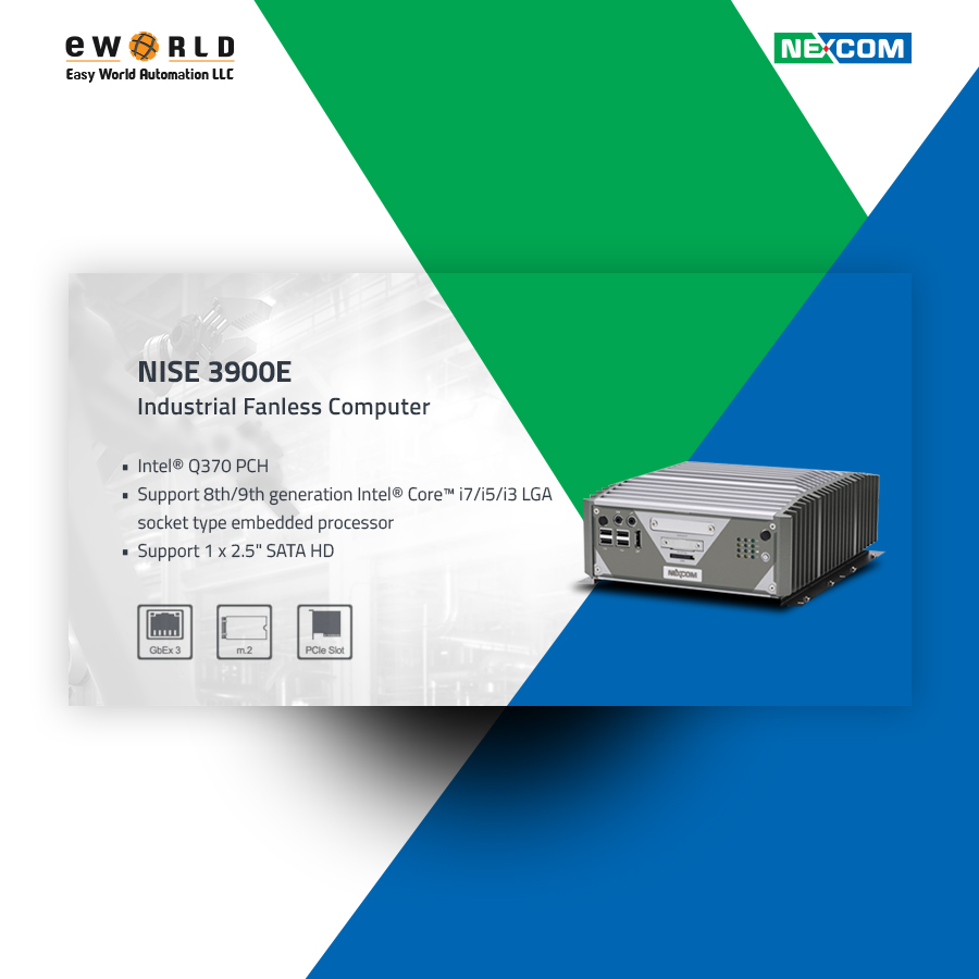 NISE 3900 series is a fanless PC designed for industrial applications which demand high CPU and graphics performance.

bit.ly/3ViNKLx

#EasyWorldAutomation #Nexcom #Fanless #IndustrialComputer #industrialcomputing