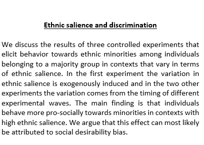 TiUEconomics's tweet photo. Sigrid Suetens will lead today's #Wednesdayworkshop. She will present her paper "Ethnic salience and discrimination" https://t.co/ql5FT27s3b #Ethnic #salience #discrimination #controlled #experiments #ethnic #minorities #individuals #majoritygroup #economics #research https://t.co/AKjTHqO0uV