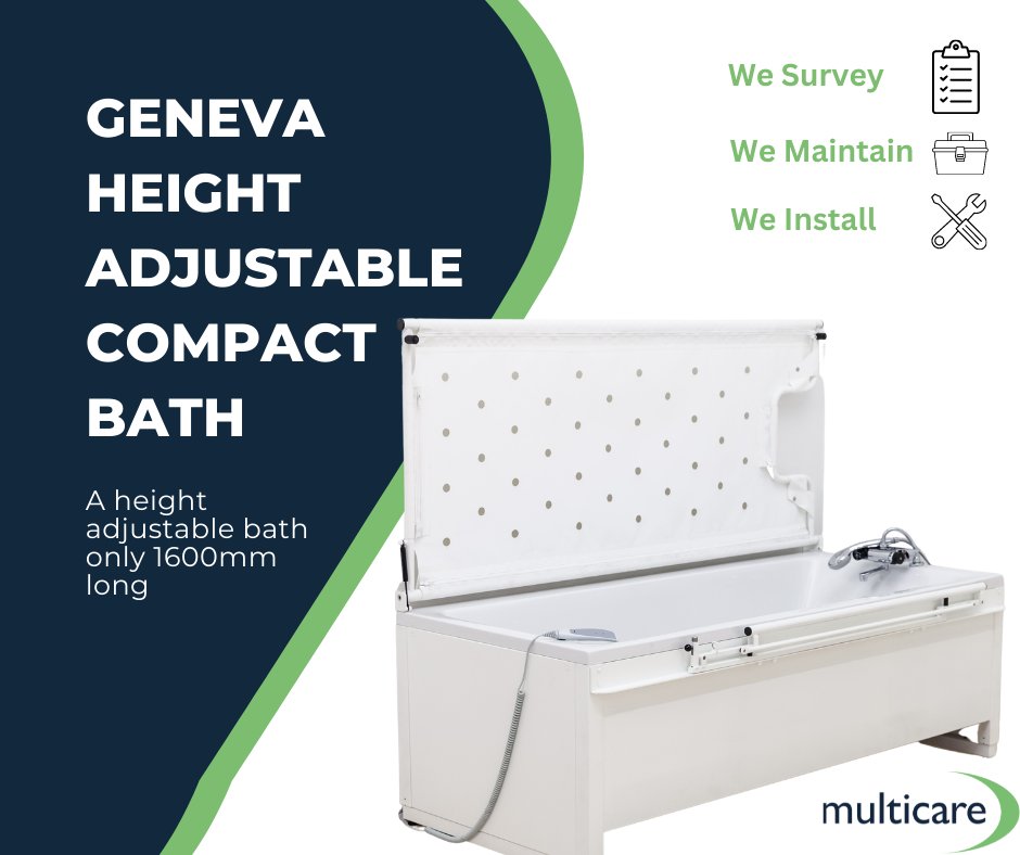 MulticareLtd's tweet photo. The Geneva is a cost effective height adjustable bath, that is available in a range of sizes.

It can be specified as small as 12600mm long, making it perfect for situations where a standard bath is being replaced.

Contact our friendly team today to arrange a free assessment! https://t.co/bQaxAQ6mGr