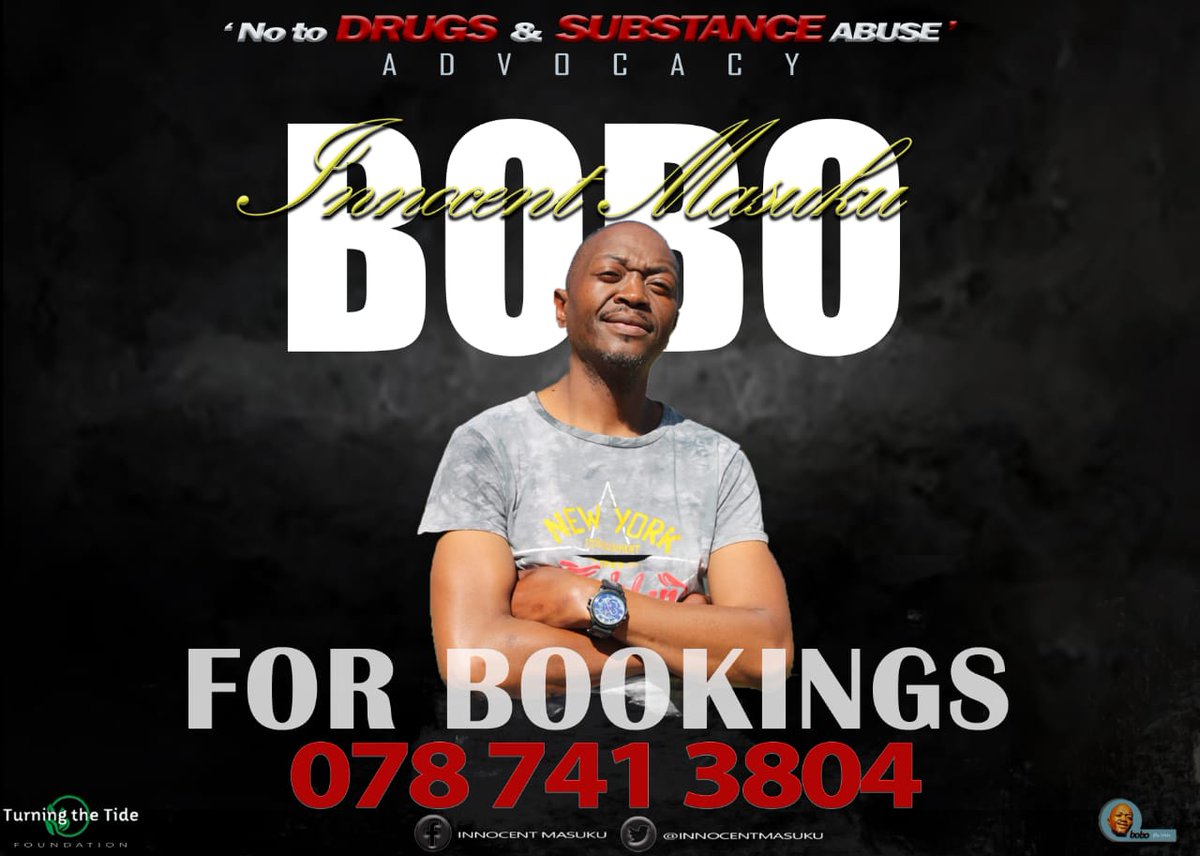 Greetings Churches, Civil society, Corporate, NPO'S and all others, Let me help you amplify and spread the word AGAINST DRUGS AND SUBSTANCE ABUSE. Through my foundation, we also provide psycho-social services with qualified social workers. #BoboJikaizinto