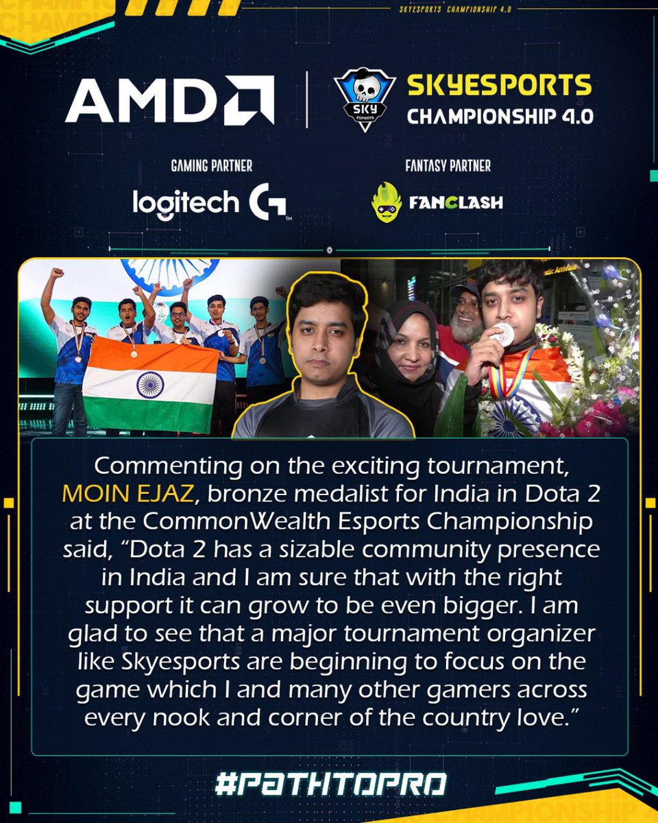 “Dota 2 has a sizable community presence in India. I am glad to see that a major tournament organizer like Skyesports are beginning to focus on the game which I and many other gamers across every nook and corner of the country love.” - <a href="/NO_Chanc3/">Moin Ejaz</a> Moin Ejaz. #Dota2 #Skyesports