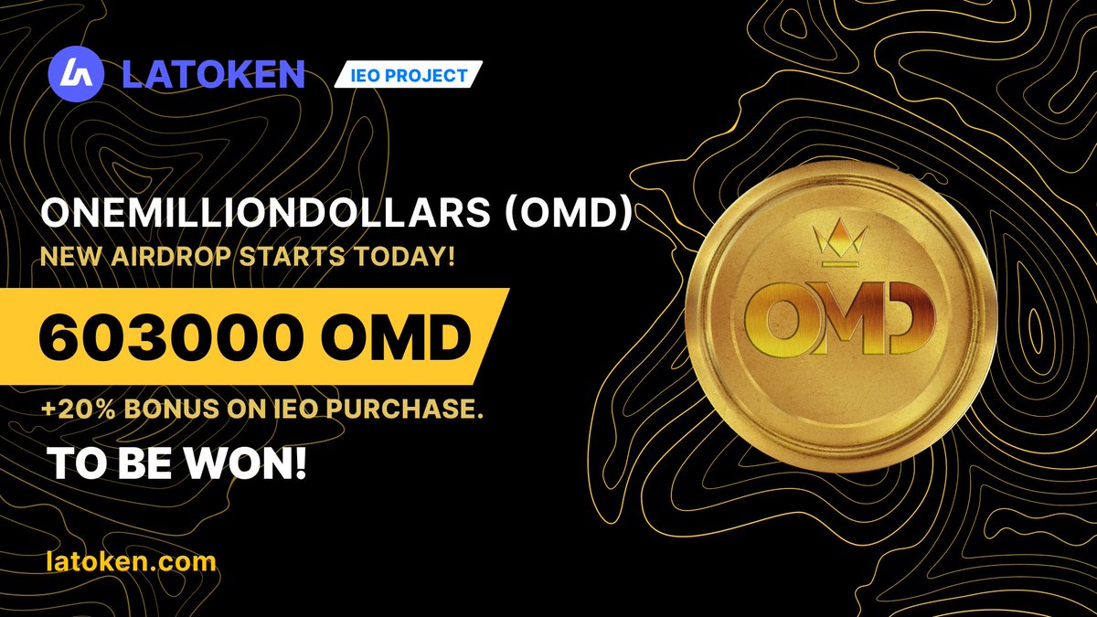 🏆 9000$ OMD #AIRDROP on #LATOKEN!

🔥 1432 winners
✅ Tag 5 Friends, Retweet and Follow
📲 Get LATOKEN App
🎁 Buy 1300 OMD or more for a 20% bonus + extra bonuses!!

Join Airdrop👉 go.latoken.com/a3c 
Complete all social task👉 go.latoken.com/a3f