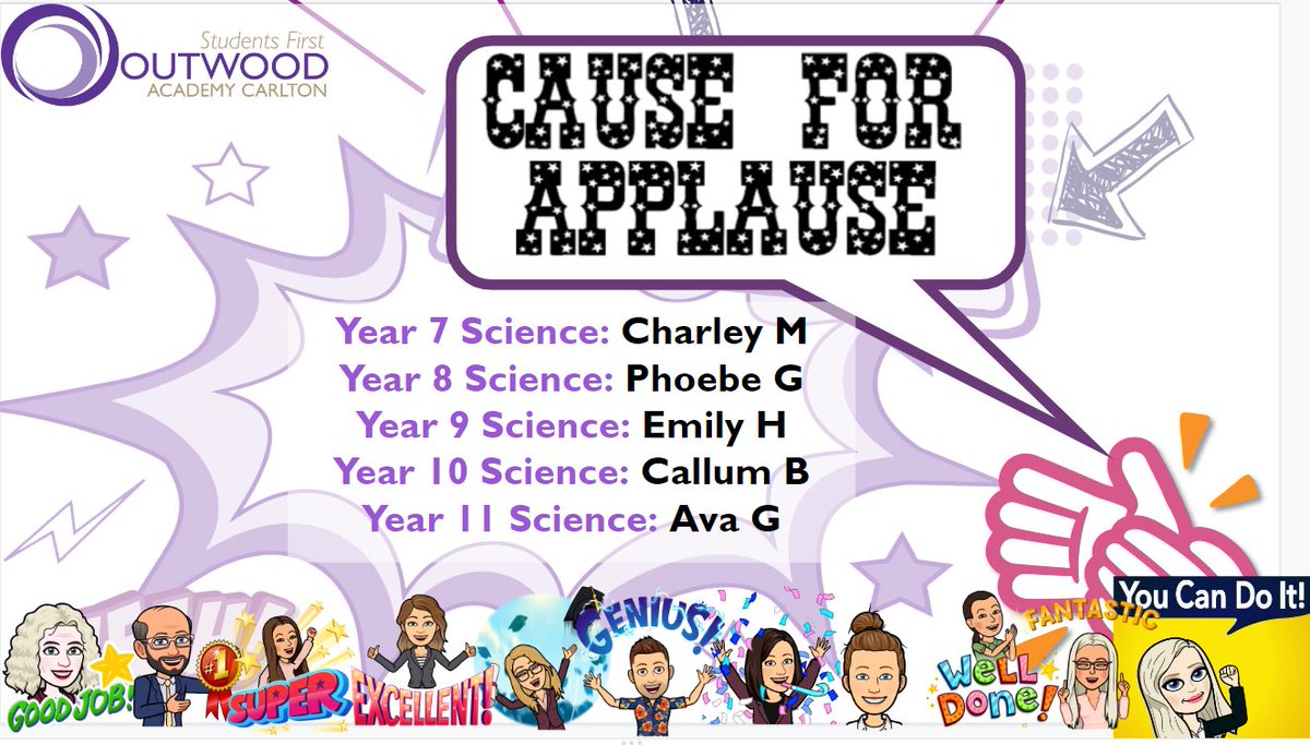OACarlton's tweet photo. Congratulations to our Science Cause for Applause students this week! Well done everyone! #causeforapplause @OACarlton https://t.co/nY1pRIw1F8