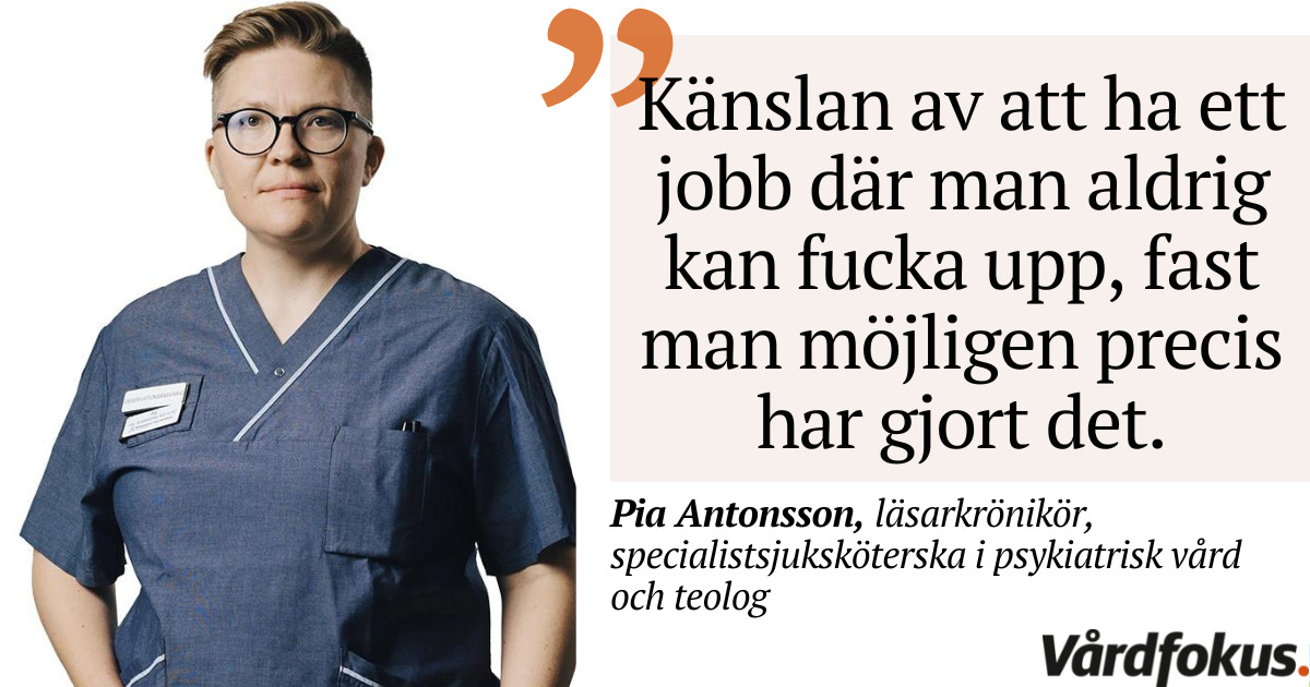 Vardfokus's tweet photo. Hur finner man nåd när ett felaktigt mikrogram av något potent kan innebär skada eller förlängd vårdtid? Vårdfokus läsarkrönikör Pia Antonsson skriver om det speciella i att arbeta med människor på ett sätt där minsta tankspriddhet kan vara avgörande. https://t.co/wmBbtCAkqJ https://t.co/JFzFKjtlHo