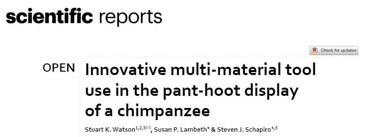 ChimpsAhoi's tweet photo. 📢Our paper is out today in Scientific Reports! 🥳

In this case study, I report on observations of a captive male chimpanzee spontaneously combining two materials (hay and a feeding tub) into a 'drum' ('tub-stack') to use in pant-hoot displays.

See 🧵

https://t.co/0gL9P8N0nD https://t.co/GUsINsiFQr