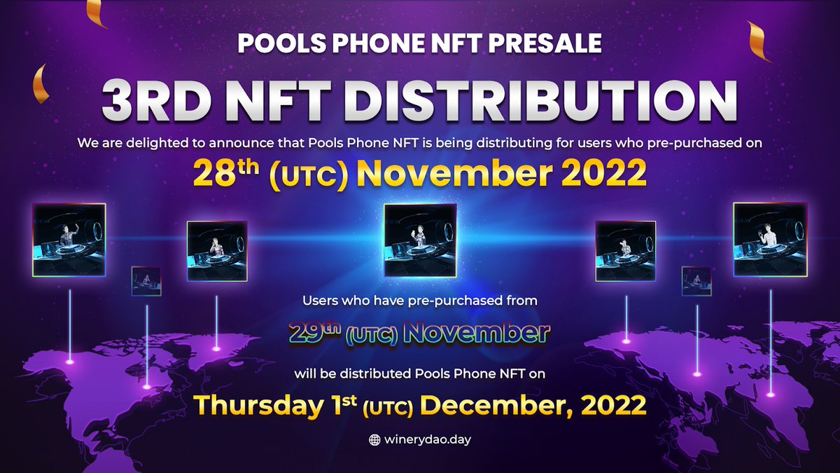 POOLS PHONE NFT PRESALE - THE THIRD NFT DISTRIBUTING SCHEDULE 
We are delighted to announce that the Pools Phone NFT is being distributed for users who pre-purchased on 28th (UTC) November 2022
