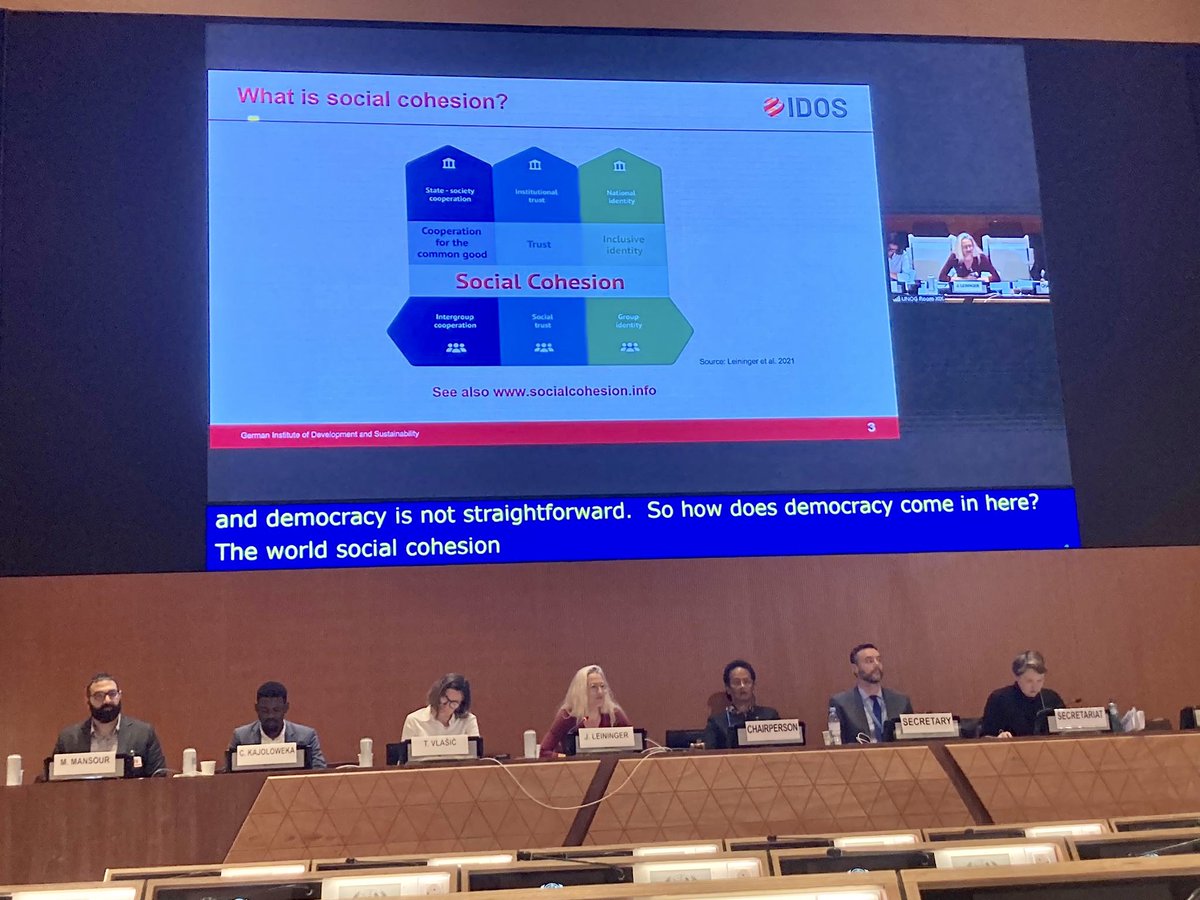 Social cohesion research of @IDOS at work @ UN Forum Human Rights &amp; Democracy. Thanks to my colleagues for excellent team work! <a href="/KarinaMross/">Karina Mross</a> @nowack_daniel @a_vonschiller <a href="/Fra_Burchi/">FrancescoBurchi</a> <a href="/CStrupat/">Christoph Strupat</a> <a href="/ChrisWingens/">Chris Wingens</a> + Charlotte, Tekalign, Yabibal &amp; Kasper @AnnaK_Hornidge Main messages🧵⬇️