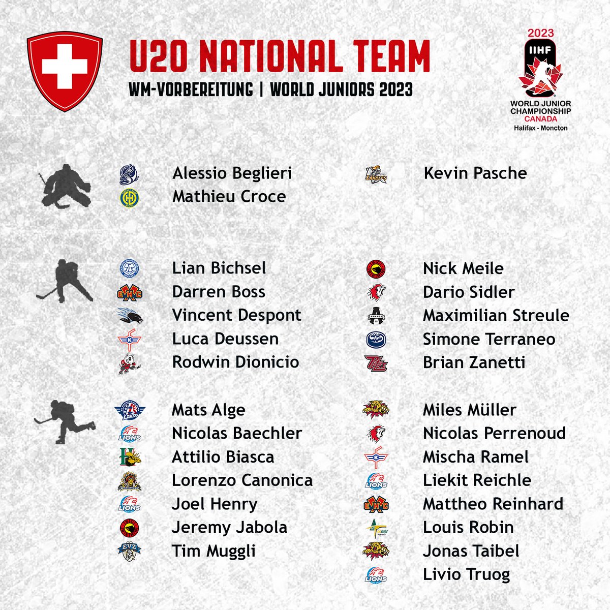 🏒🇨🇭 28 players travel to Canada to prepare for the U20 World Juniors. #SwissHockey #WJC2023 #WorldJuniors